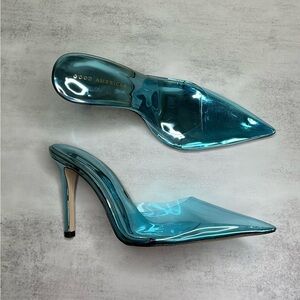 Good American Blue “Cinderella” Glass Slipper GA363P Heels – Size 8.5